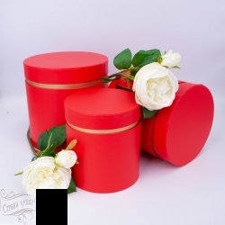00004829484 Набор коробок под цветы Тубус Красный L.19x19cm M.16.7x18cm S.14x15cm - alisa-opt.ru - Екатеринбург