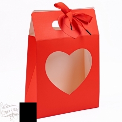 00088019384 Пакет для цветов с окошком Сердце Красный 22,5*10*33,5см - alisa-opt.ru - Екатеринбург