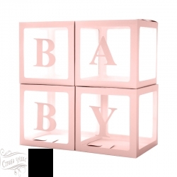00088022693 Коробка для воздушных шаров Baby Нежно-розовый 30*30*30см в упаковке 4 шт - alisa-opt.ru - Екатеринбург