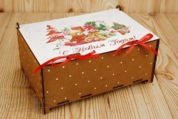НГ: ПУ572-00-3406 Подарочная коробка "С Новым годом!" с подарками Мокко - alisa-opt.ru - Екатеринбург