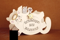 Артикул: ПУ757-02-0300 Подарочная упаковка "Кот, исполняющий желания" малый, Белый - alisa-opt.ru - Екатеринбург