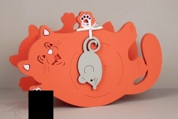 Артикул: ПУ761-02-1547 Подарочная упаковка "Котик с мышкой" большой, Оранжевый-серый пастель - alisa-opt.ru - Екатеринбург