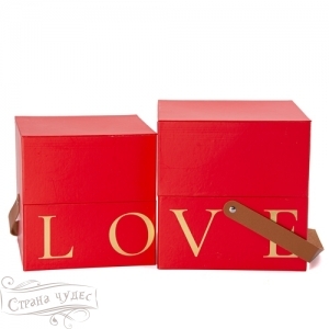 00088011188 Набор коробок Куб Красный LOVE 18.5*19/16.5*17 см 2 шт - alisa-opt.ru - Екатеринбург